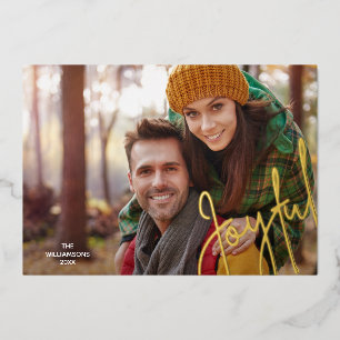 Carte De Vœux En Aluminium Élégant Joyful Gold Foil