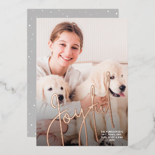 Carte De Vœux En Aluminium Élégant Joyful Photo de Noël