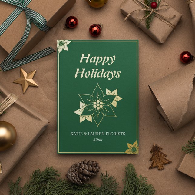 Carte De Vœux En Aluminium Élégant logo d'affaires vert Noël (Créateur téléchargé)