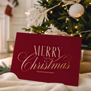Carte De Vœux En Aluminium Élégant Logo de Noël Rouge pour Entreprise en Scri