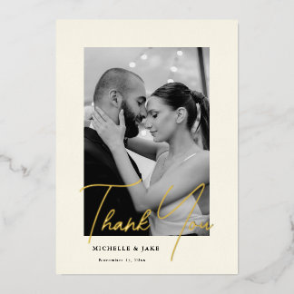 Carte De Vœux En Aluminium Elegant Mariage de photo de script or