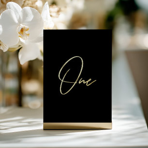 Carte De Vœux En Aluminium Élégant Mariage noir & or Foil Numéro de table