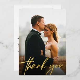 Carte De Vœux En Aluminium Élégant Mariage Photos Écriture moderne