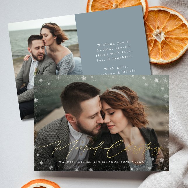 Carte De Vœux En Aluminium Élégant Marié Noël 2 Photo (Créateur téléchargé)