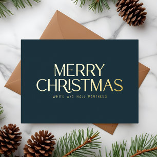 Carte De Vœux En Aluminium Elégant minimal Joyeux Noël d'affaires Gold Marine