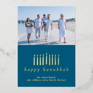 Carte De Vœux En Aluminium Élégant minimaliste Happy Hanoukka Family 1 Photo
