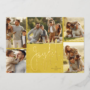 Carte De Vœux En Aluminium Elégant Multi Photo Joyful Gold