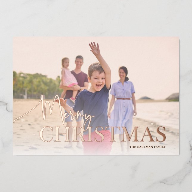 Carte De Vœux En Aluminium Elégant Noël de plage (Recto)