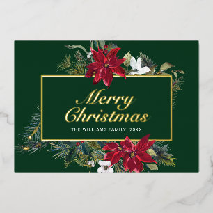 Carte De Vœux En Aluminium Élégant Noël Poinsettia Or
