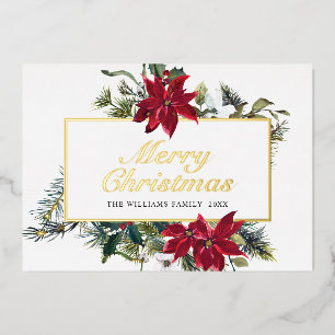 Carte De Vœux En Aluminium Élégant Noël Poinsettia Or
