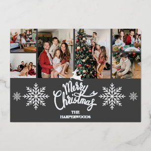Carte De Vœux En Aluminium Élégant Reindeer Noël Famille Photo Collage