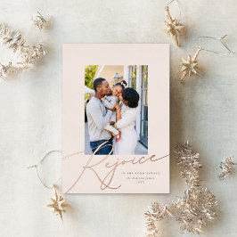 Carte De Vœux En Aluminium Elegant Rejoice Religieux Noël Rose photo
