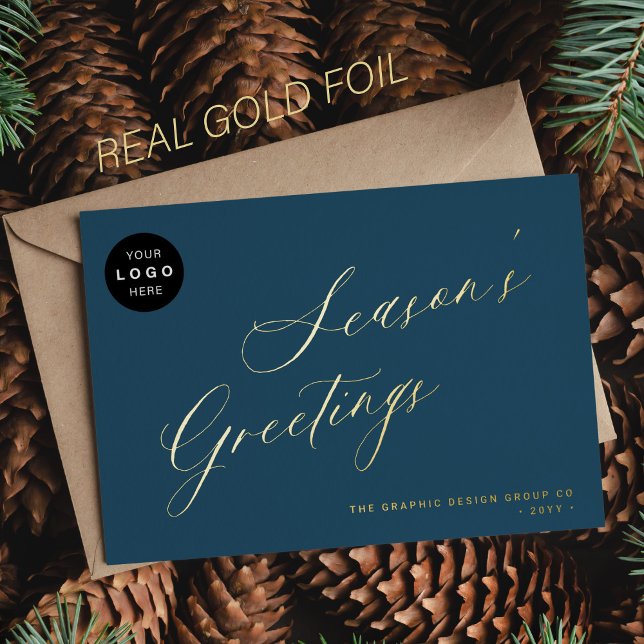 Carte De Vœux En Aluminium Élégant script affaires LOGO entreprise or (You can choose the color of the FOIL: GOLD, ROSE GOLD, or SILVER.)