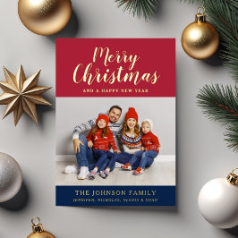 Carte De Vœux En Aluminium Élégant script photo Joyeux Noël