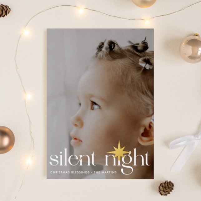 Carte De Vœux En Aluminium Élégant Silent Night Star Photo (Créateur téléchargé)