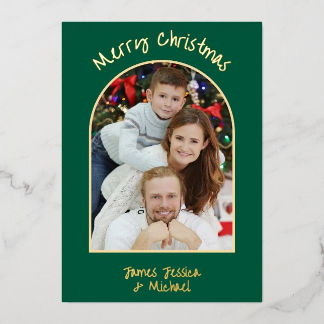 Carte De Vœux En Aluminium Elégant simple Joyeux Noël Photo Gold (Recto)