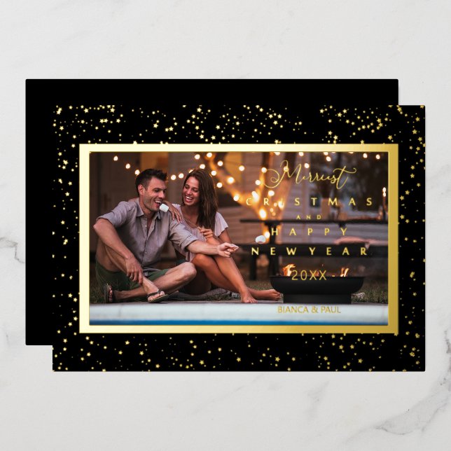 Carte De Vœux En Aluminium Elegant Starts Photo Frame Christmas  (Recto/Verso)