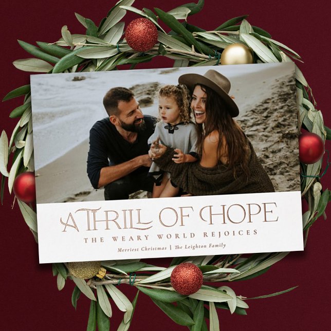 Carte De Vœux En Aluminium Elegant Thrill of Hope Photo Noël (Créateur téléchargé)