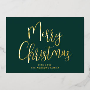 Carte De Vœux En Aluminium Elégant Vert et Or Joyeux Or de Noël