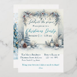 Carte De Vœux En Aluminium Elégante aquarelle de Noël Botanique