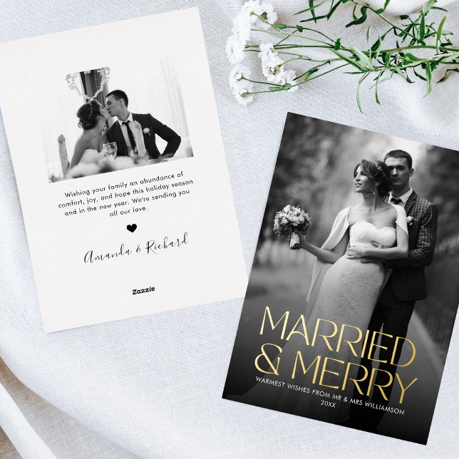 Carte De Vœux En Aluminium Élégante Foil mariée et joyeux photo mariée (Créateur téléchargé)