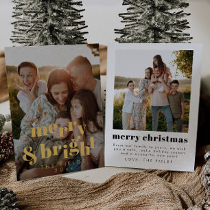 Carte De Vœux En Aluminium Elégante Gold Foil Modern Photo Holiday Card