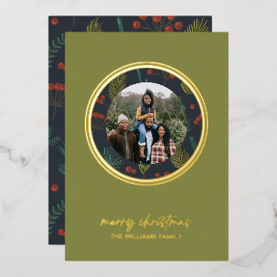 Carte De Vœux En Aluminium Élégante verdure hivernale de Noël