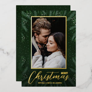 Carte De Vœux En Aluminium Élégante verdure Joyeux Noël Photo
