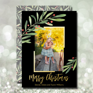 Carte De Vœux En Aluminium Élégante verdure Photo de Noël