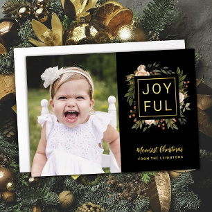 Carte De Vœux En Aluminium Élégantes fleurs d'hiver Joyeux Noël photo
