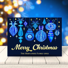 Carte De Vœux En Aluminium Élégants ornements de Noël Marine Bleu Aquarelle
