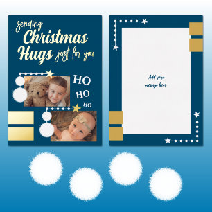 Carte De Vœux En Aluminium Enlacages de Noël ajouter des photos bleu et blanc