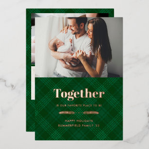 Carte De Vœux En Aluminium Ensemble Notre Place Favorite Famille Photo Rose G