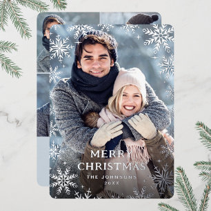 Carte De Vœux En Aluminium Étincelle Joyeux Noël 5 PHOTO Salutation Argent