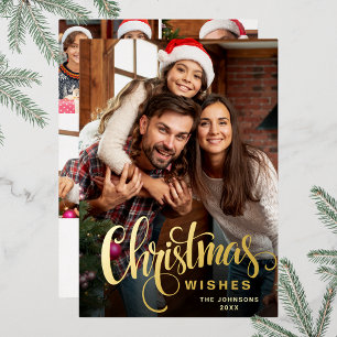 Carte De Vœux En Aluminium Étincelle Joyeux Noël 5 PHOTO Salutation Gold