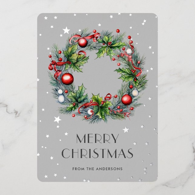 Carte De Vœux En Aluminium Étoile de couronne de Noël (Recto)