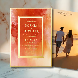 Carte De Vœux En Aluminium Faire-part de mariage aquarelle Coral Modèle photo