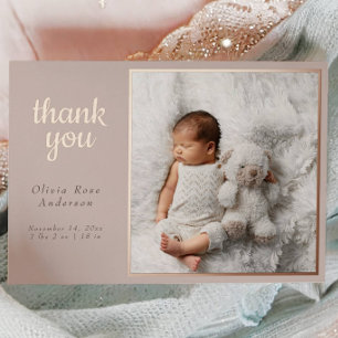 Carte De Vœux En Aluminium Faire-part de naissance Blush Taupe Rose Gold Foil