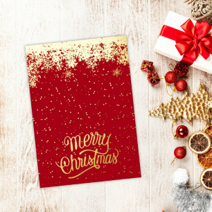 Carte De Vœux En Aluminium Famille de photos de Noël Rouge moderne