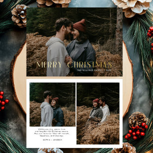 Carte De Vœux En Aluminium Famille photo moderne Joyeux Noël tendance