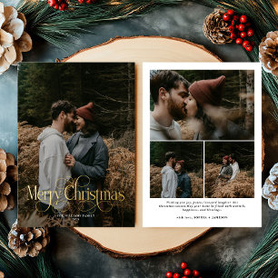 Carte De Vœux En Aluminium Famille photo moderne Joyeux Noël tendance