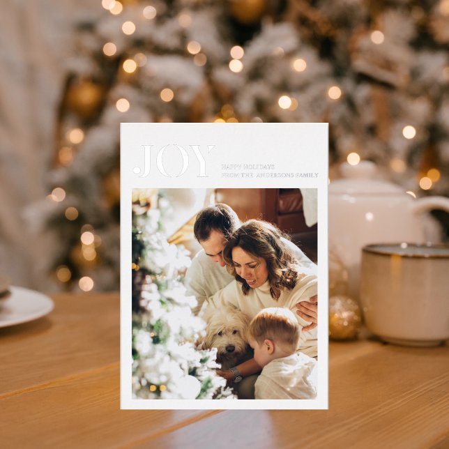 Carte De Vœux En Aluminium Family Photo et simple Joy | Holidays (Créateur téléchargé)
