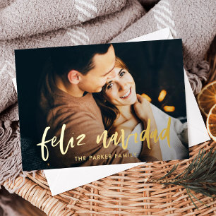 Carte De Vœux En Aluminium Feliz Navidad   Espagnol moderne Deux photos Noël