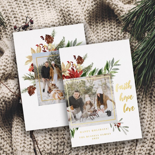 Carte De Vœux En Aluminium Festive Faith Hope Love 2-Photo Noël (Créateur téléchargé)