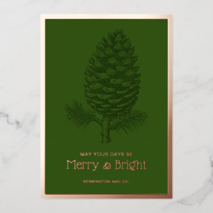 Carte De Vœux En Aluminium Festive Pinecone Joyeux et brillant Noël