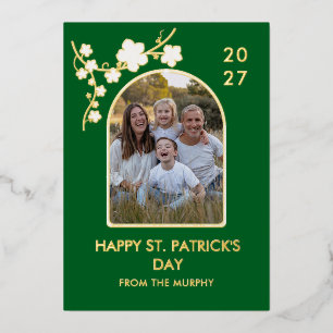 Carte De Vœux En Aluminium Fête de la Saint-Patrick Photo de Trèfle Simple Él