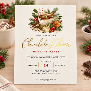 Carte De Vœux En Aluminium Fête de Noël au Chocolat Chaud et à la Joie 