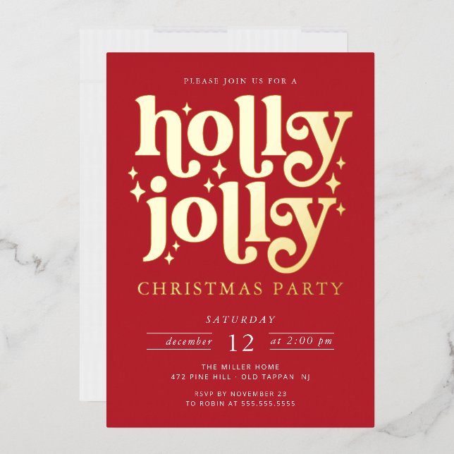 Carte De Vœux En Aluminium Fête de Noël Holly Jolly (Enveloppe)