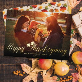 Carte De Vœux En Aluminium Feuilles d'automne de Thanksgiving Simple Script P