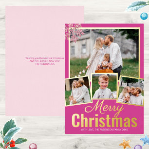 Carte De Vœux En Aluminium Flacon de neige Berry Bling 4 Photo Collage Gold